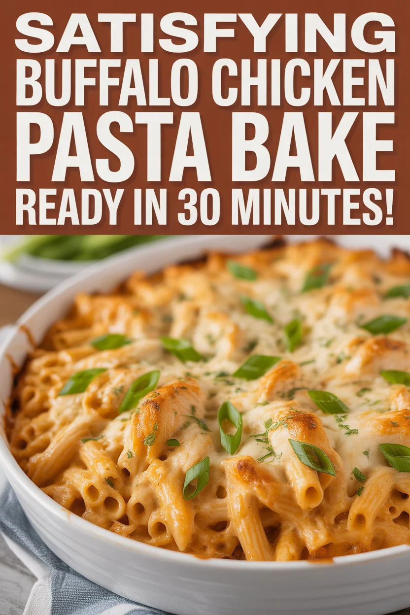 Satisfying Buffalo Chicken Pasta Bake Ready in 30 Minutes!