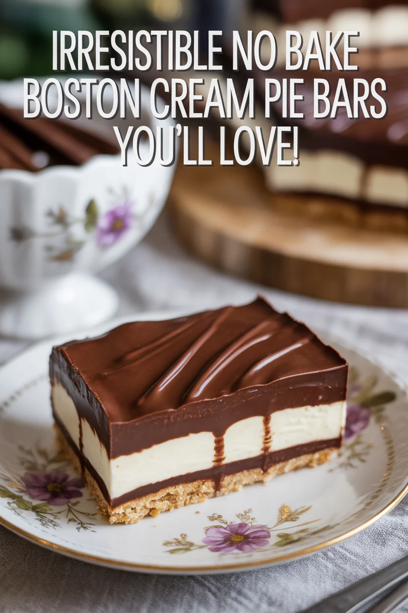 Irresistible No Bake Boston Cream Pie Bars You&rsquo;ll Love!