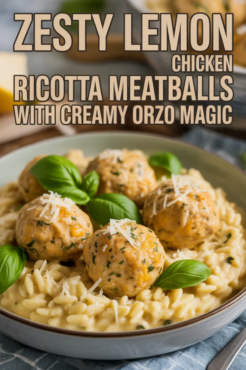 Zesty Lemon Chicken Ricotta Meatballs with Creamy Orzo Magic
