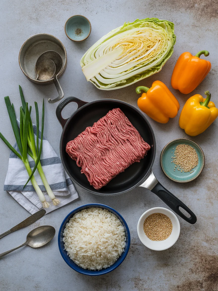 Chinese Ground Beef Cabbage Stir-Fry