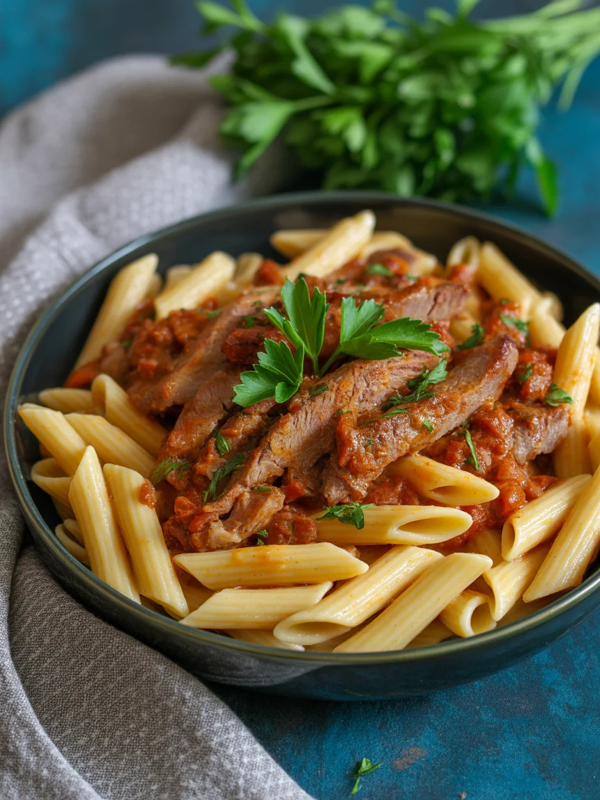 Creamy Garlic Butter Steak Pasta