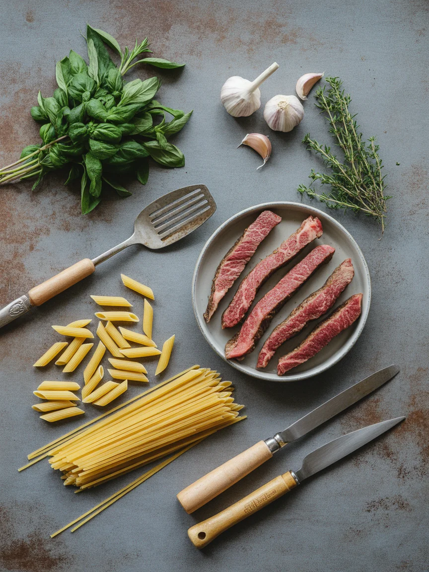Indulge in Creamy Garlic Butter Steak Pasta Tonight!