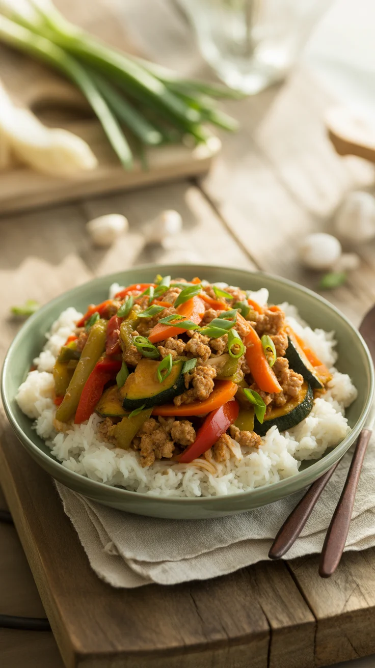 Ground Turkey Stir Fry with Vegetables