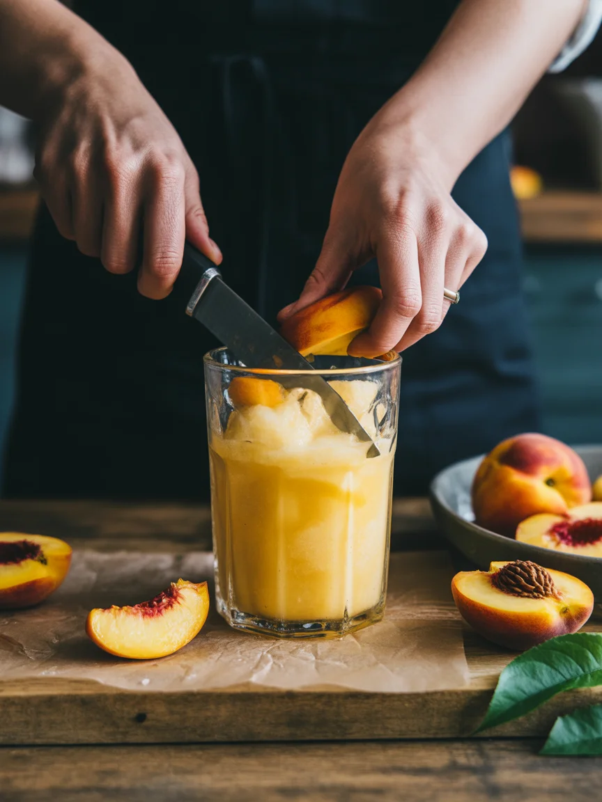 Chill Out with This Frozen Peach Lemonade Slushie Bliss