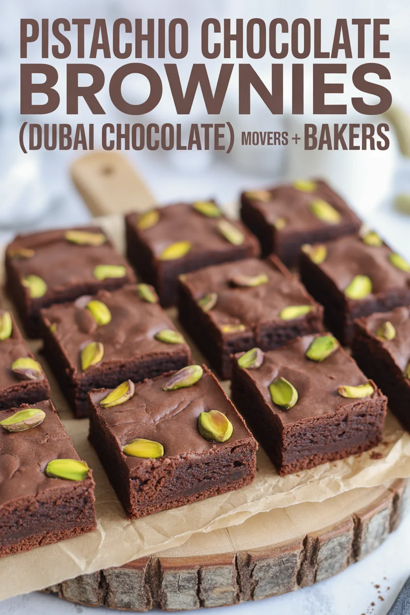 Pistachio Chocolate Brownies (Dubai Chocolate) Movers + Bakers