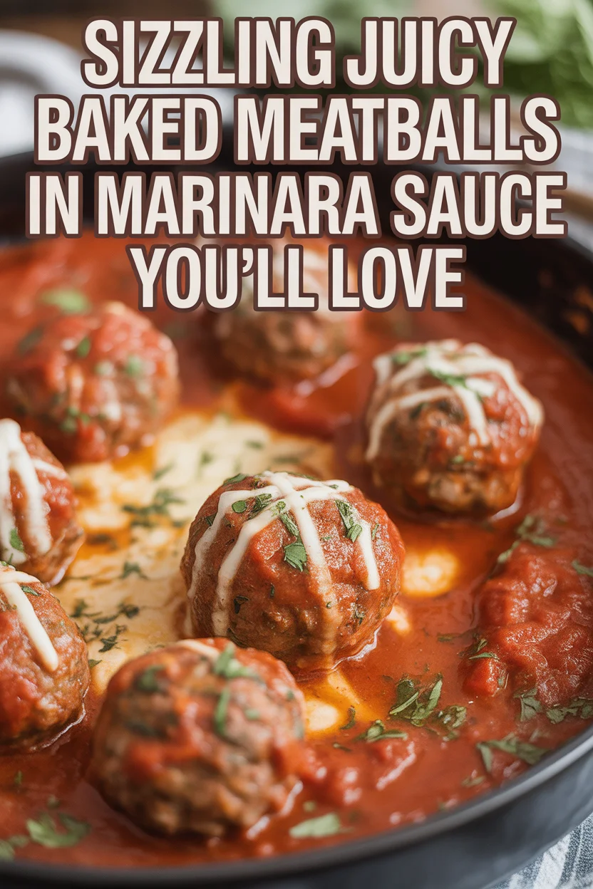 Juicy Baked Meatballs in Marinara Sauce