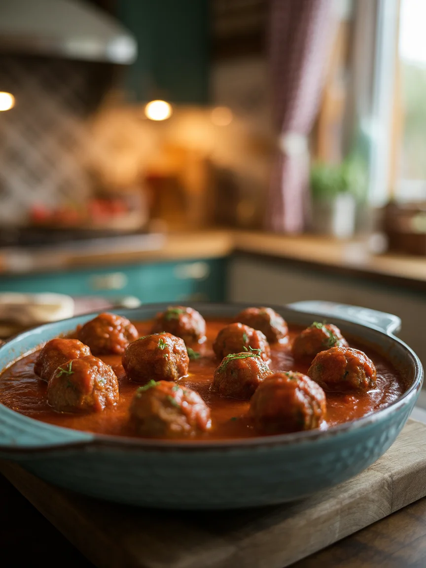 Sizzling Juicy Baked Meatballs in Marinara Sauce You’ll Love