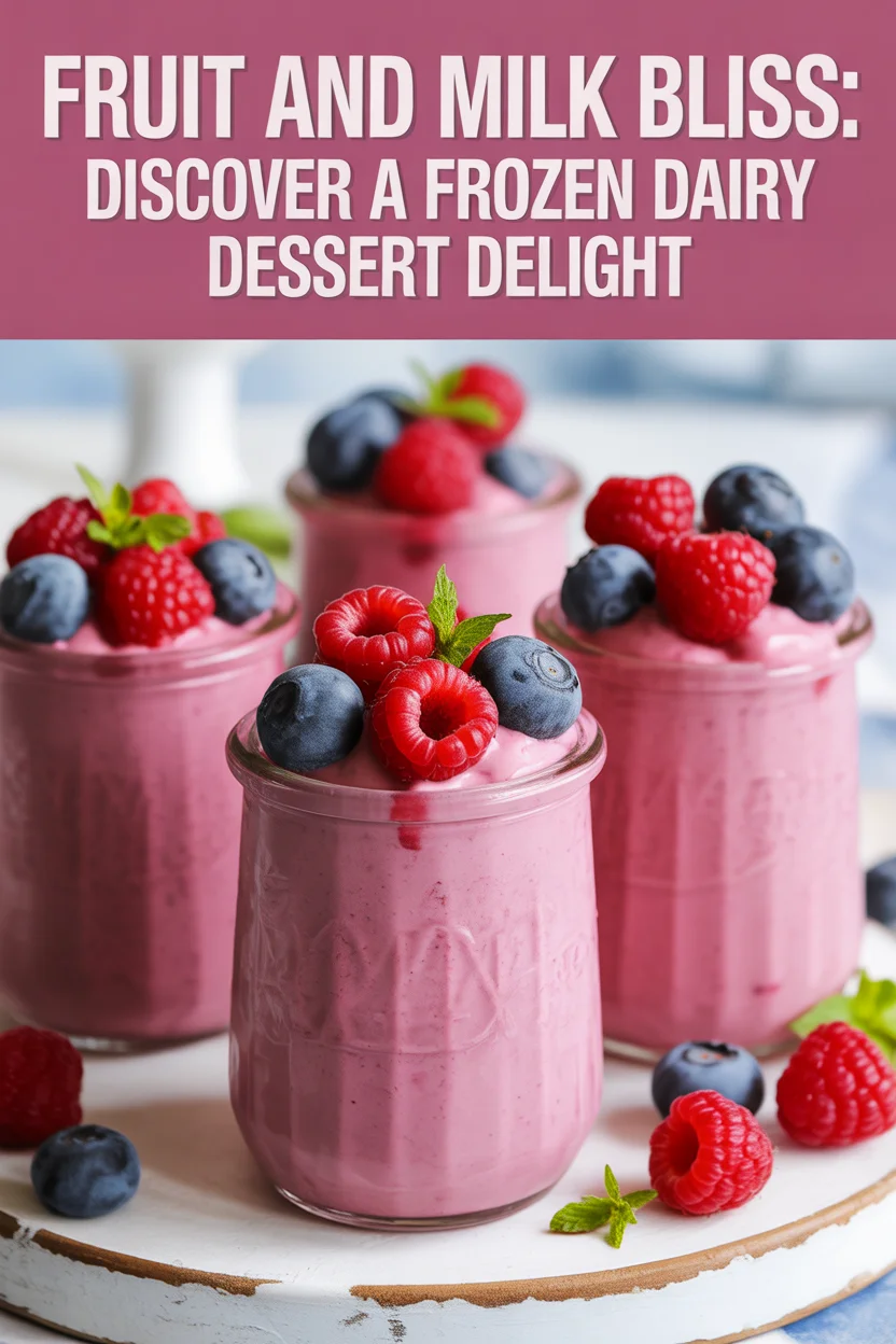 a frozen dairy dessert containing fruit and milk