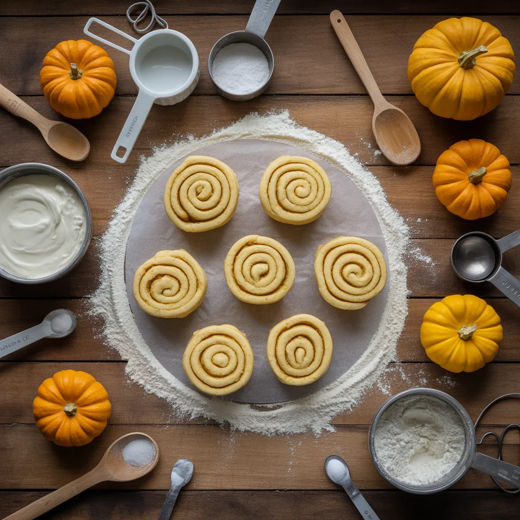 Pumpkin Shaped Cinnamon Rolls with Cream Cheese Frosting