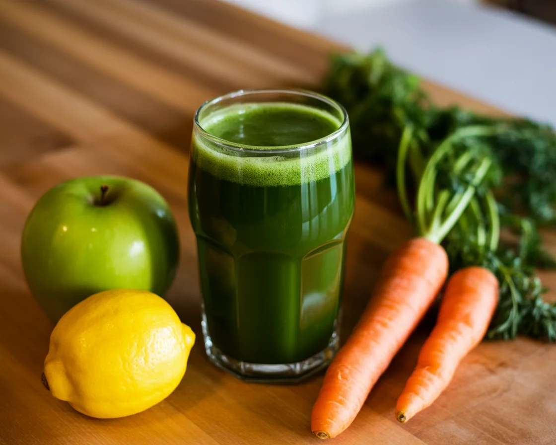A green detox Juice that are made from vegetables