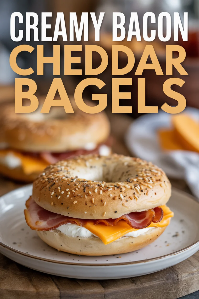 Creamy chicken Cheddar Bagels