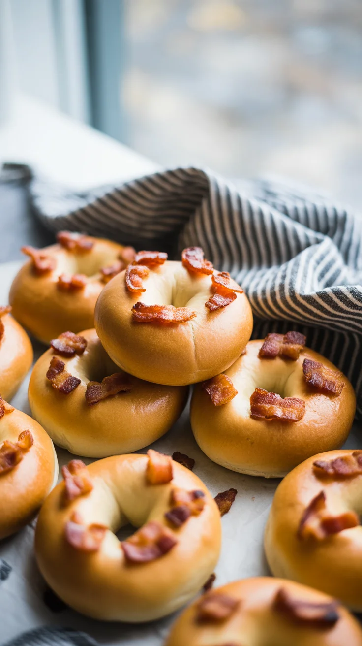 Creamy chicken Cheddar Bagels