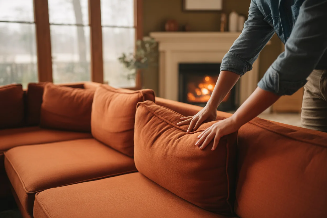 color drenched living room with fireplace