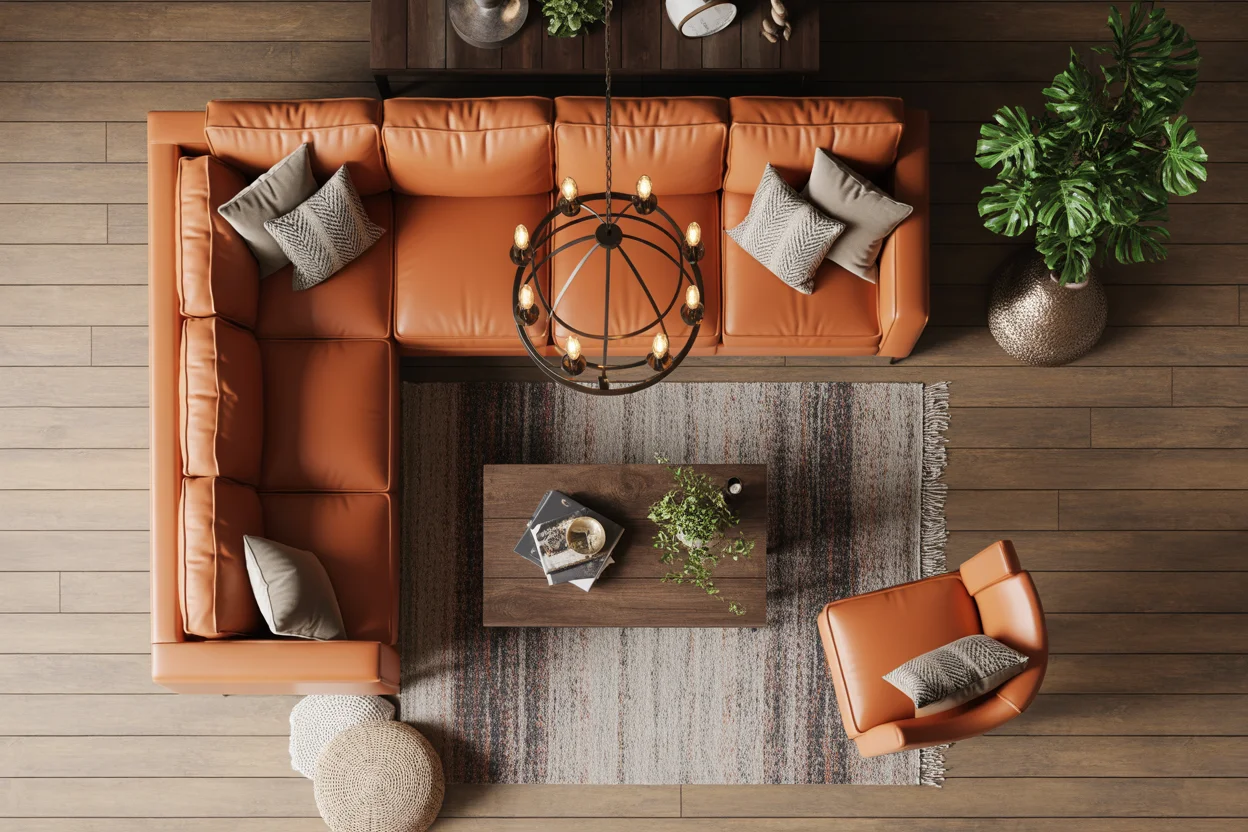color drenched living room with fireplace