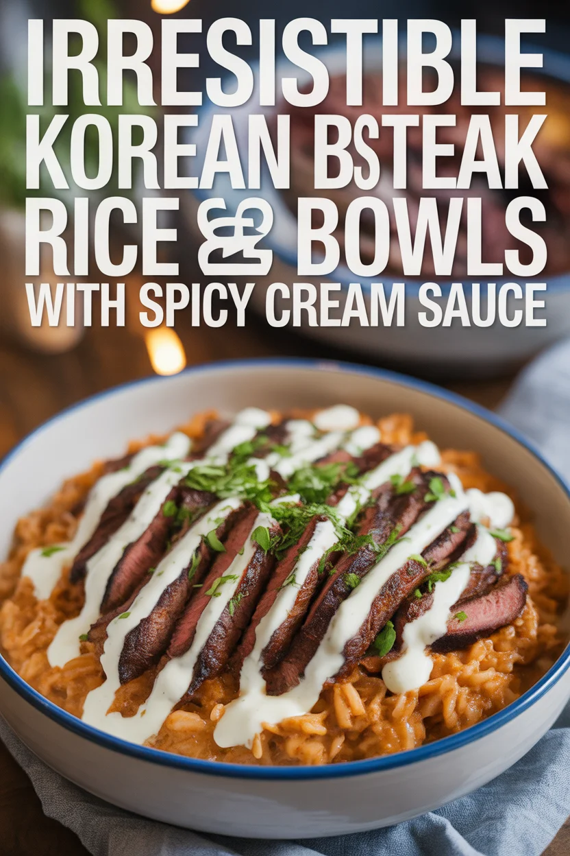 Irresistible Korean BBQ Steak Rice Bowls with Spicy Cream Sauce