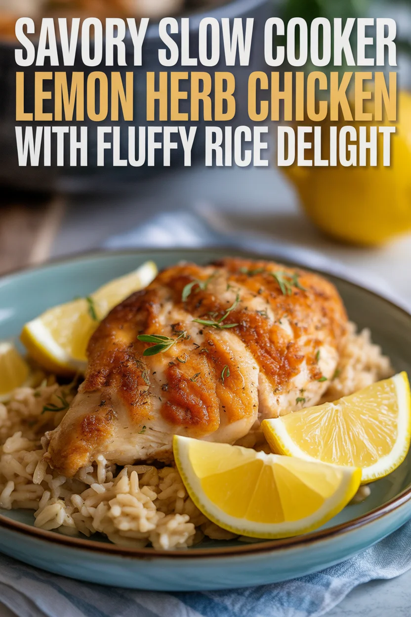 Savory Slow Cooker Lemon Herb Chicken with Fluffy Rice Delight