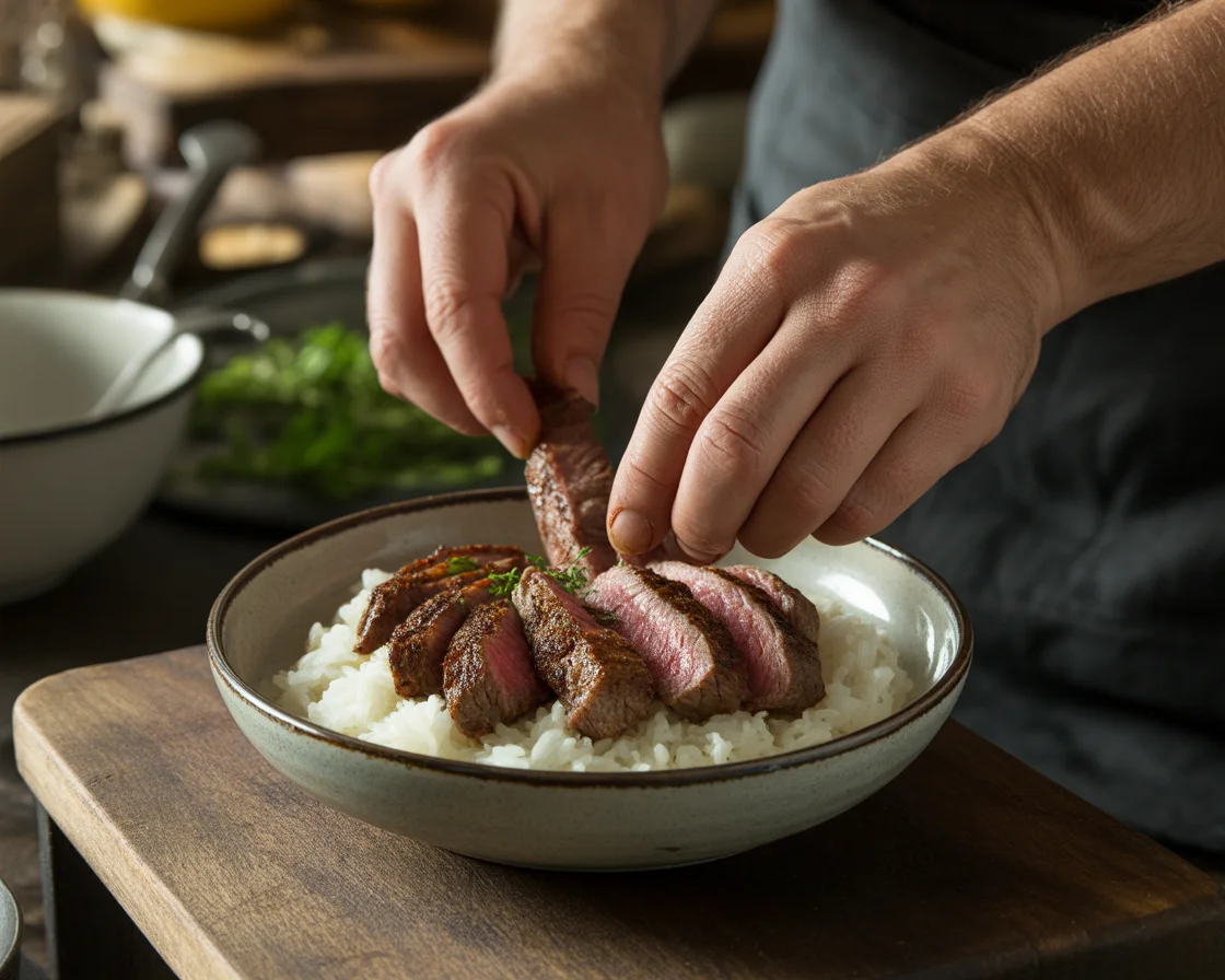 Irresistible Korean BBQ Steak Rice Bowls with Spicy Cream Sauce