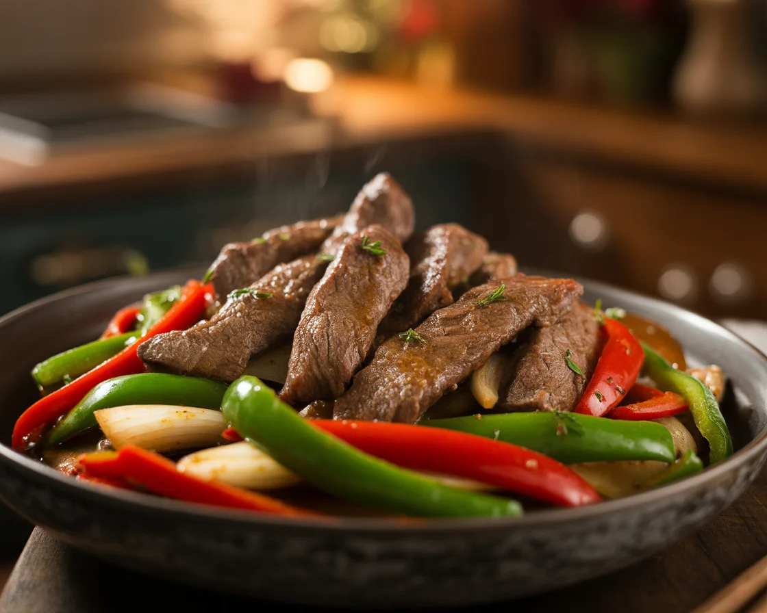 Sizzling Chinese Pepper Steak with Onions