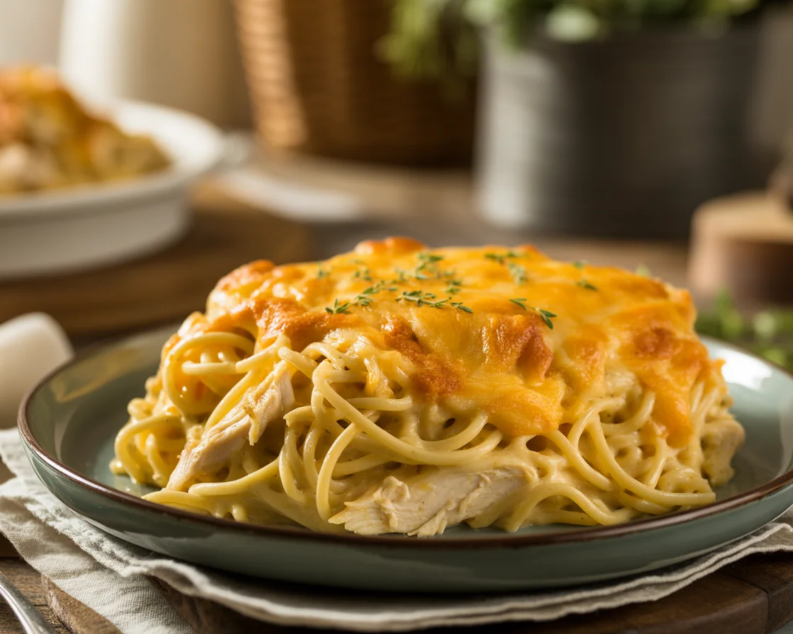 Deliciously Spicy Southern Cheesy Chicken Spaghetti Casserole