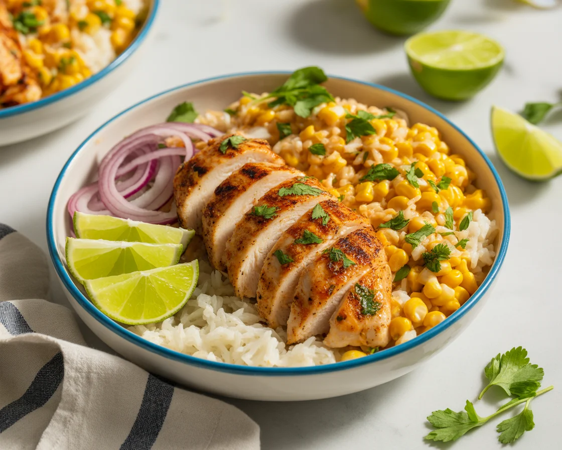 Mexican Street Corn Chicken Rice Bowl