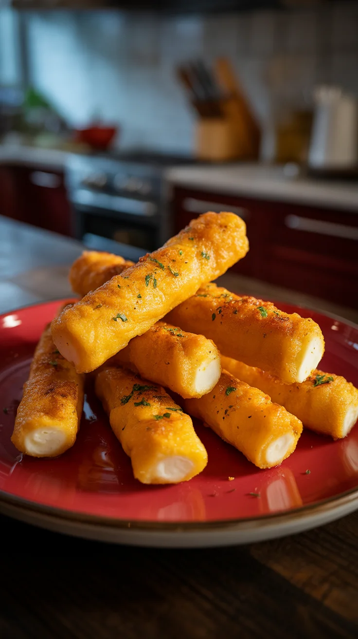 Garlic Parmesan Spicy Mozzarella Sticks
