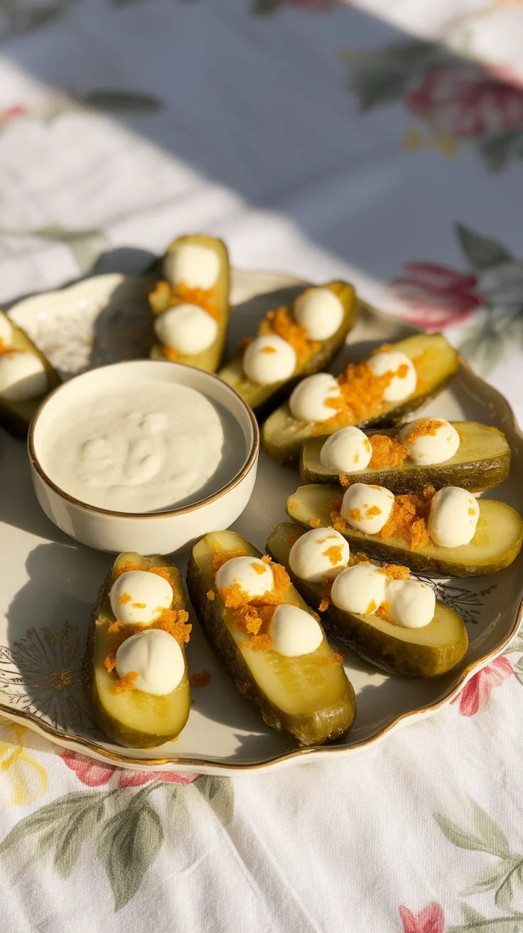 Spicy Fried Pickles with Mozzarella