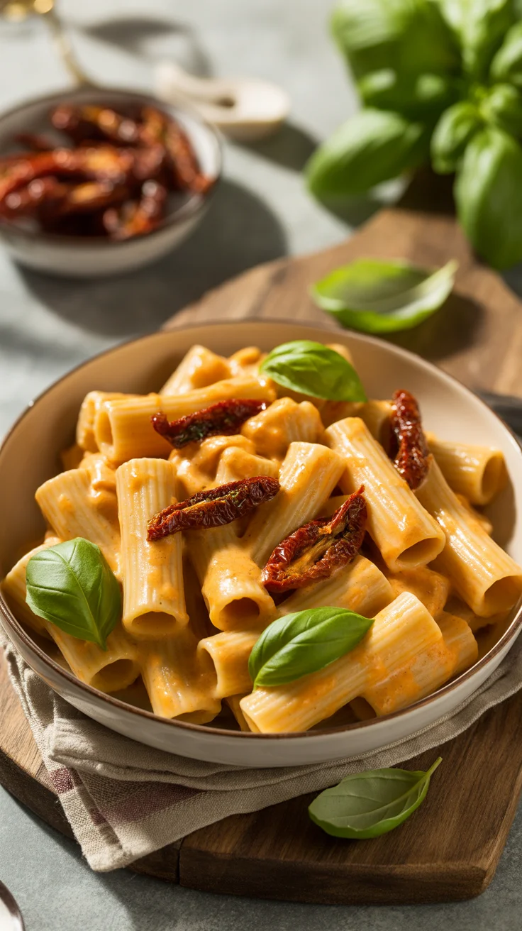 Creamy Sun Dried Tomato Vegan Pasta