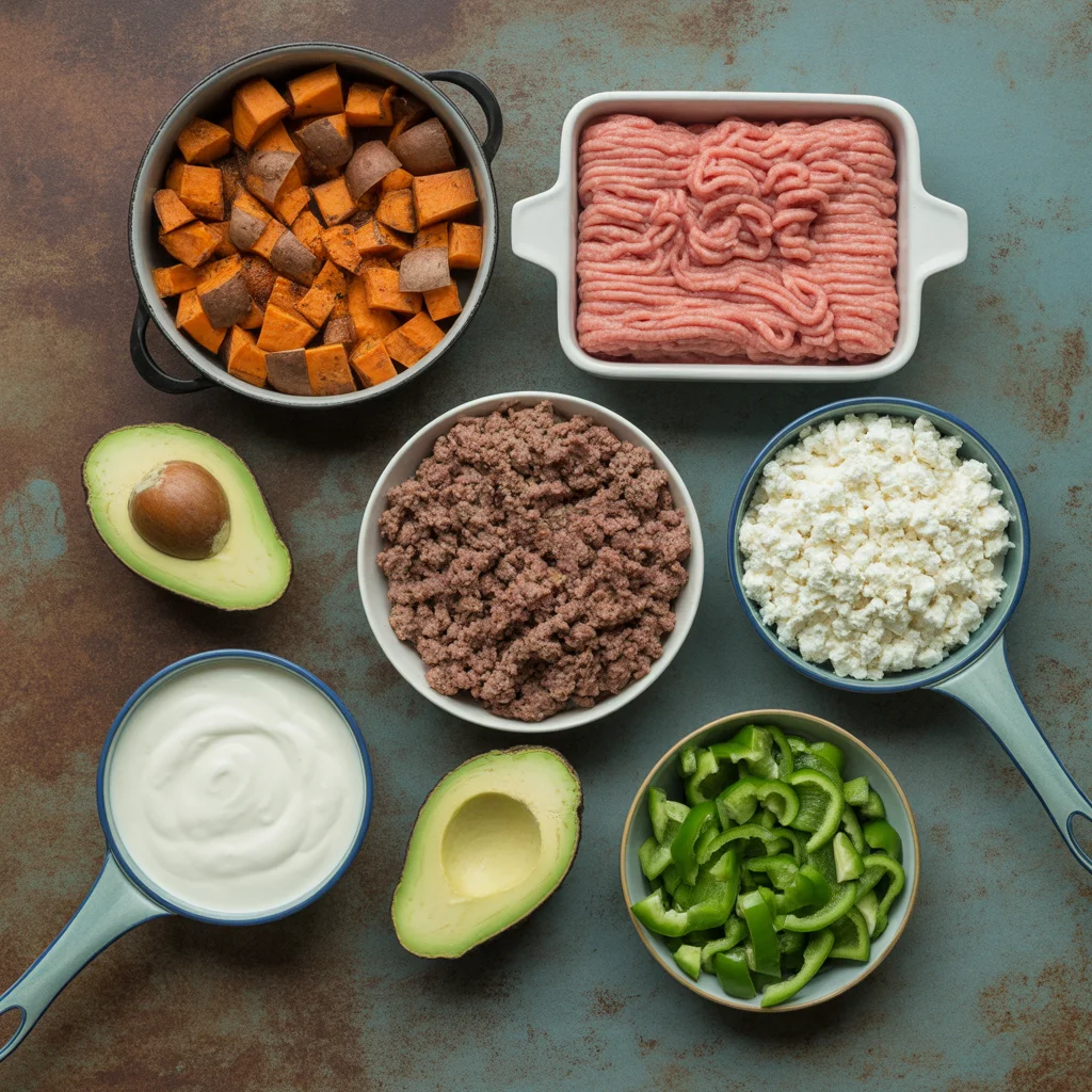 sweet potato ground beef bowl