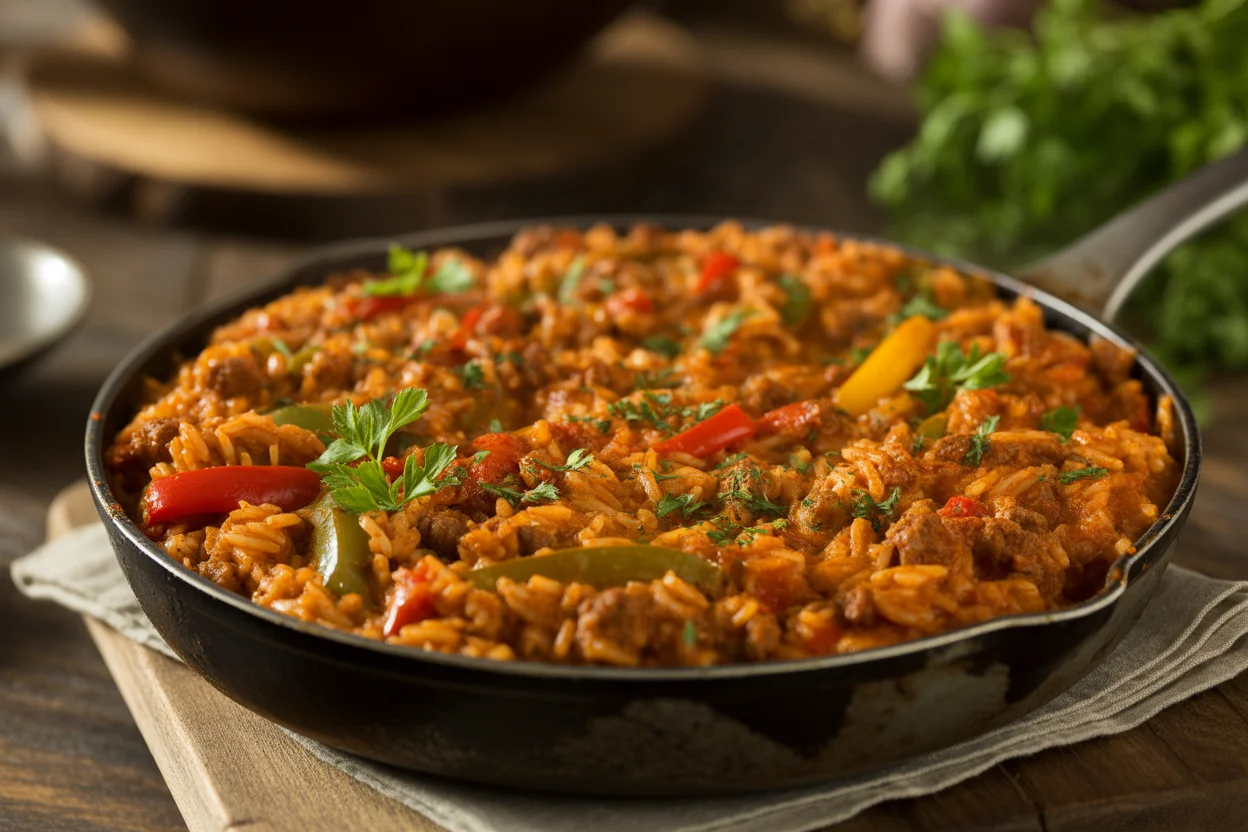 Paprika-Reispfanne mit Hack
