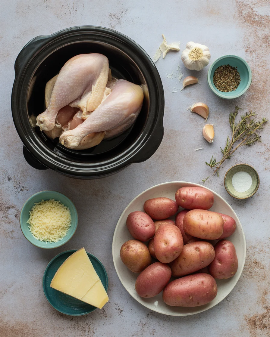 Delicious Garlic Parmesan Crockpot Chicken and Potatoes Recipe