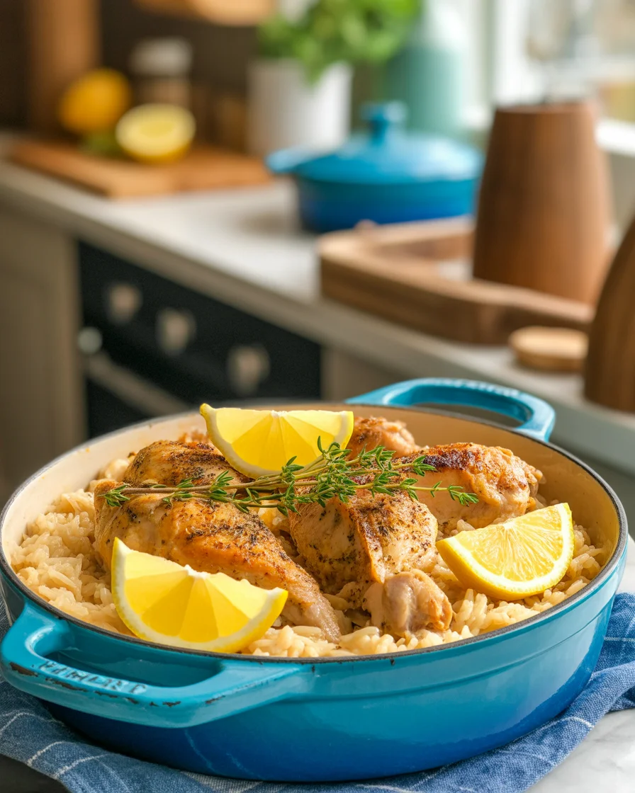 Slow Cooker Lemon Herb Chicken and Rice