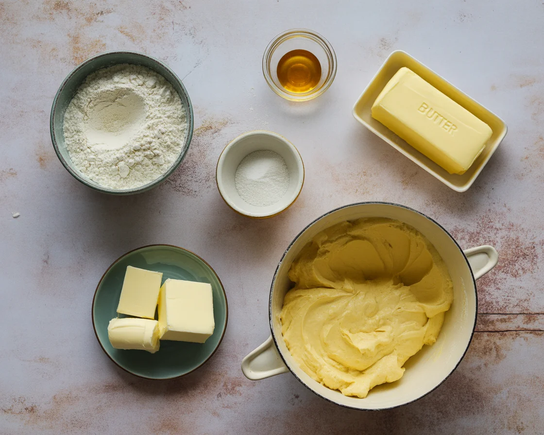 A head shot of the ingredients for homemade dinner rolls recipe
