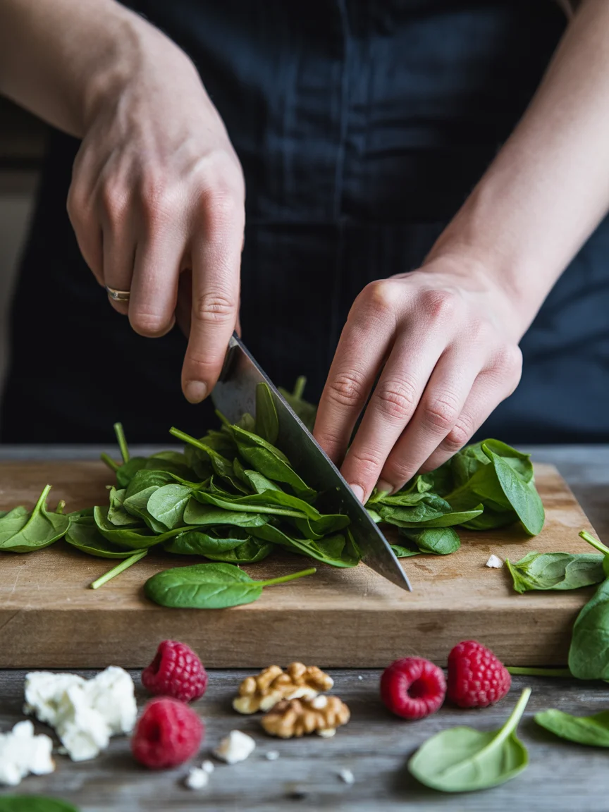 Raspberry-Spinach Salad with Avocado & Walnuts