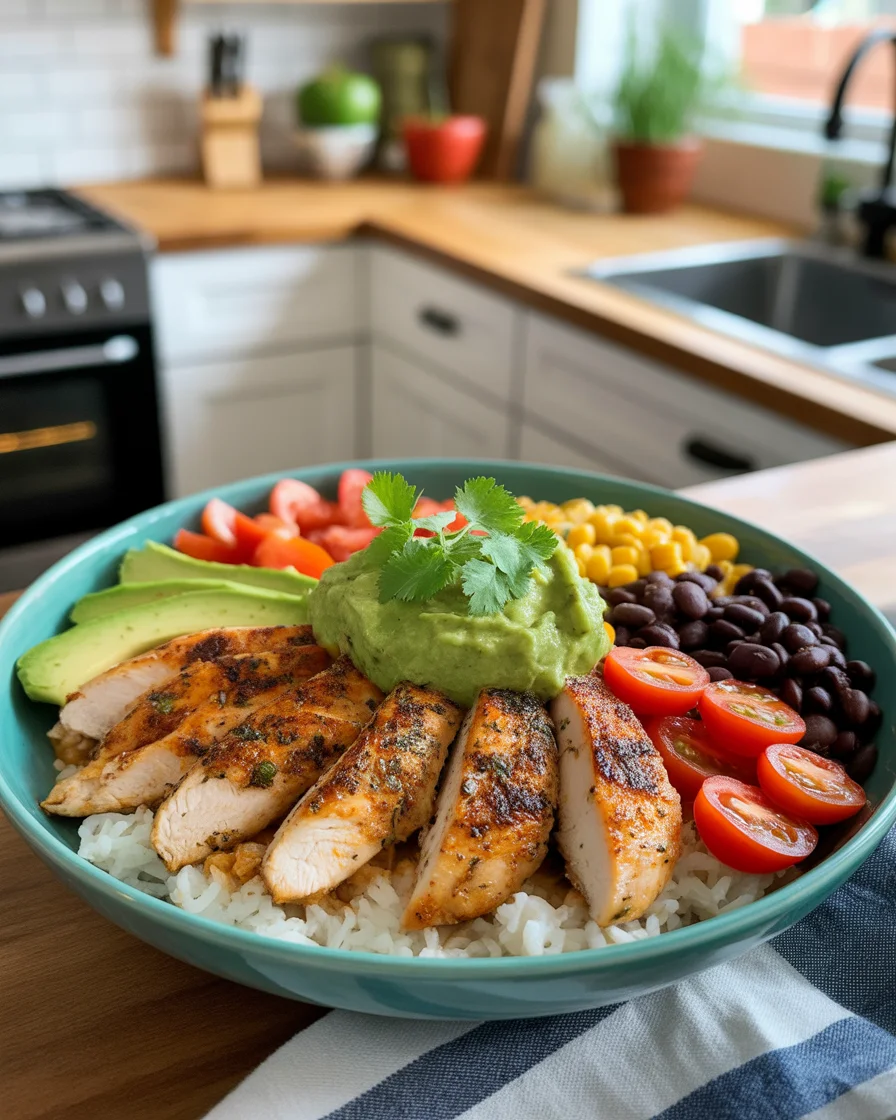 Healthy Crock Pot Chicken Fajita Bowls