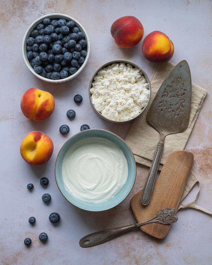 Peach Blueberry Cottage Cheese Cake