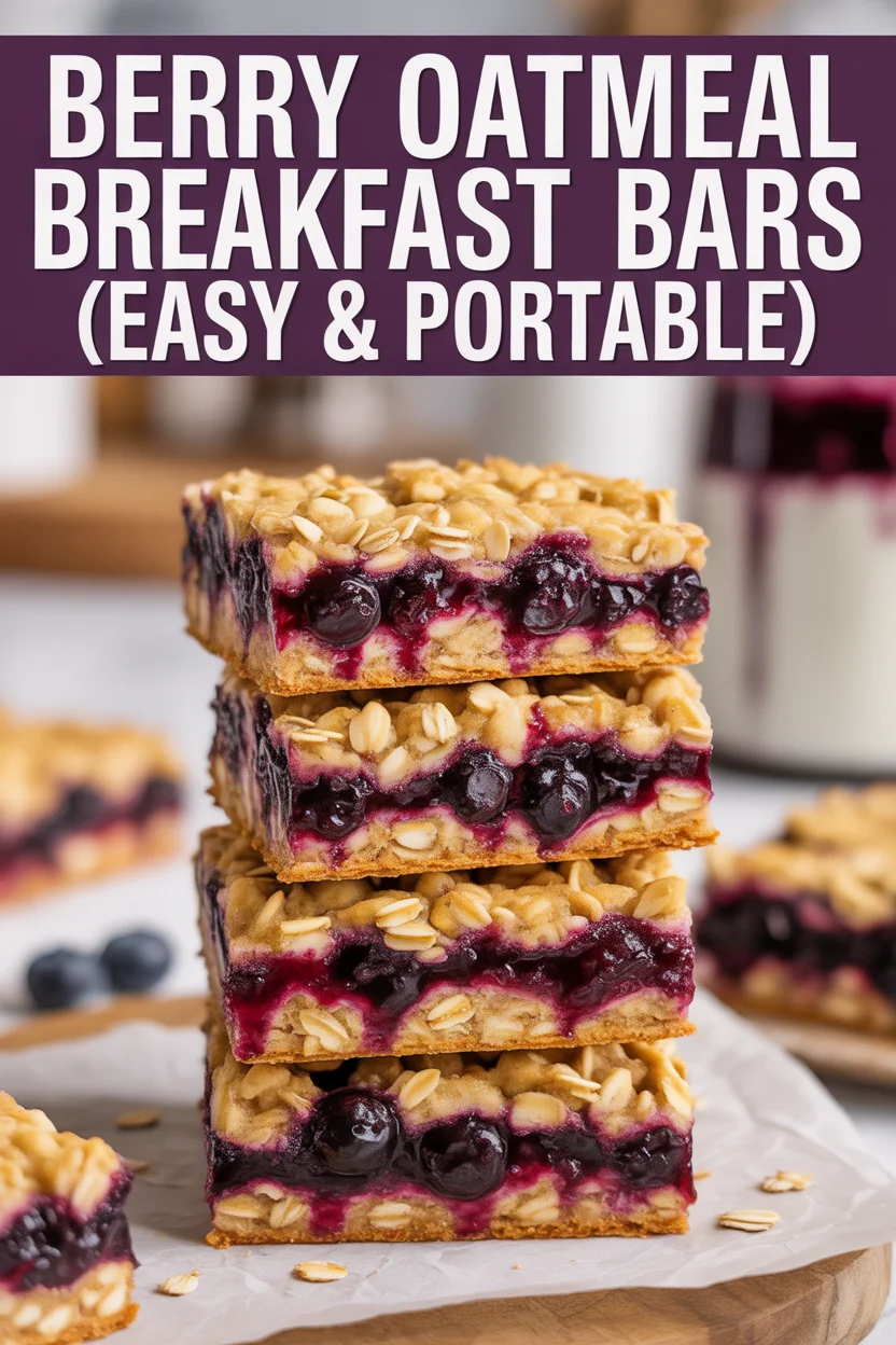 Berry Oatmeal Breakfast Bars (Easy & Portable)