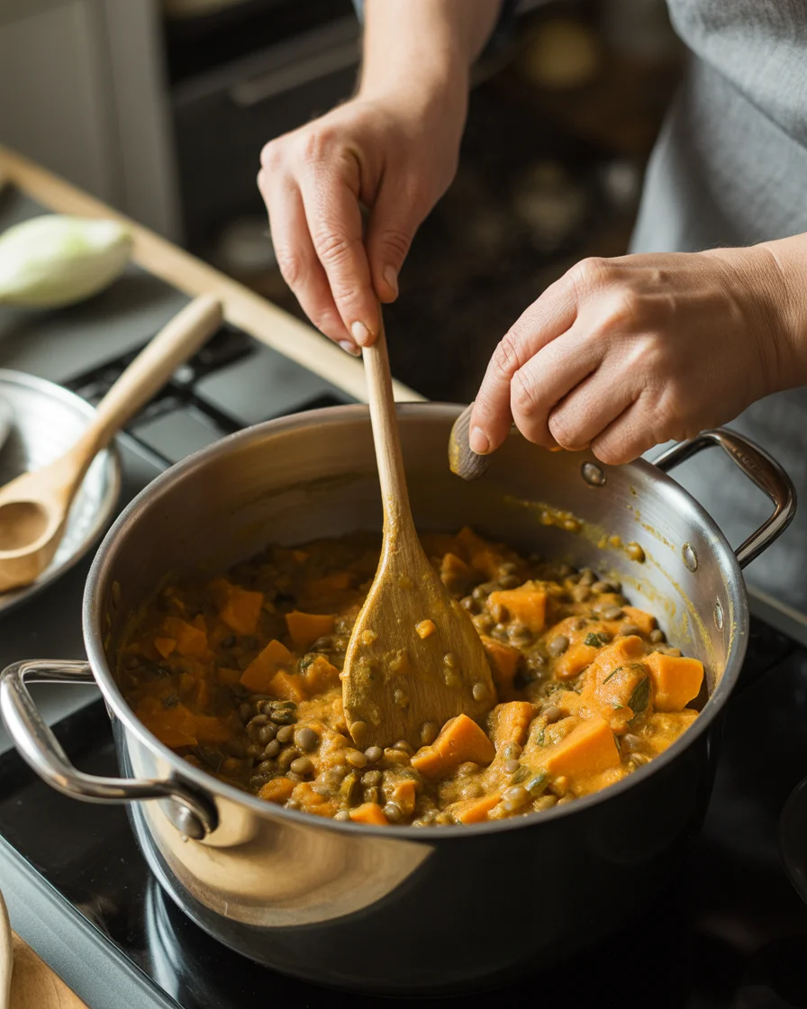 Sweet Potato & Lentil Curry with Coconut Milk (Vegan)