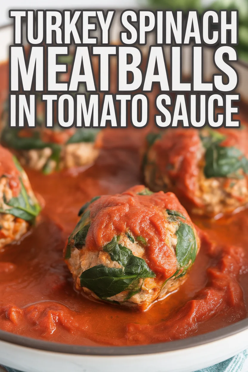 Turkey Spinach Meatballs in Tomato Sauce