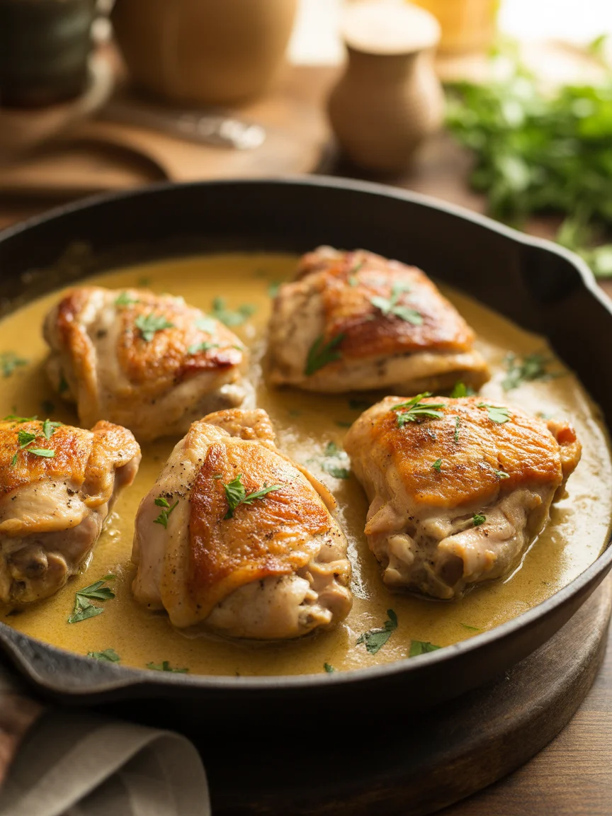 Savor the Flavor: Chicken Thighs with Creamy Mustard Sauce