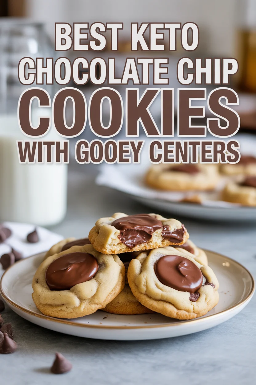 Keto Chocolate Chip Cookies Gooey Centers