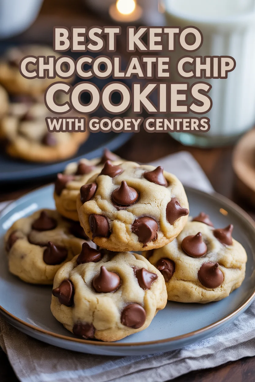 Keto Chocolate Chip Cookies Gooey Centers
