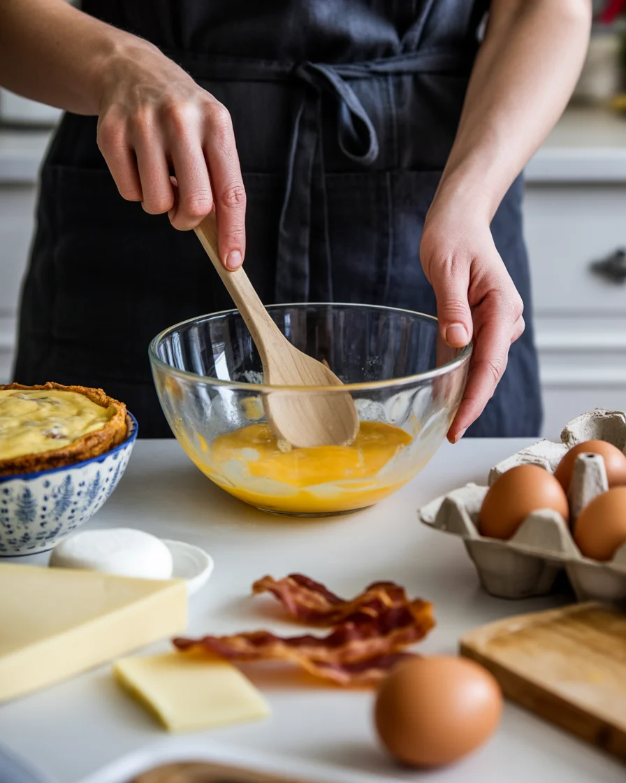 Cheese & bacon strata cake