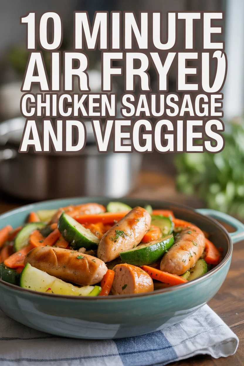 10 Minute Air Fryer Chicken Sausage and Veggies