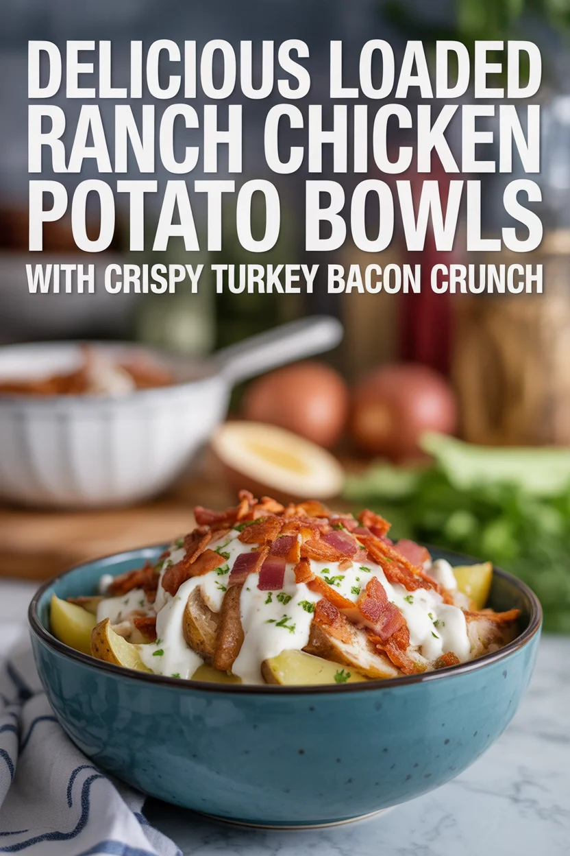Loaded Ranch Chicken Potato Bowls with Crispy Turkey Bacon Crunch