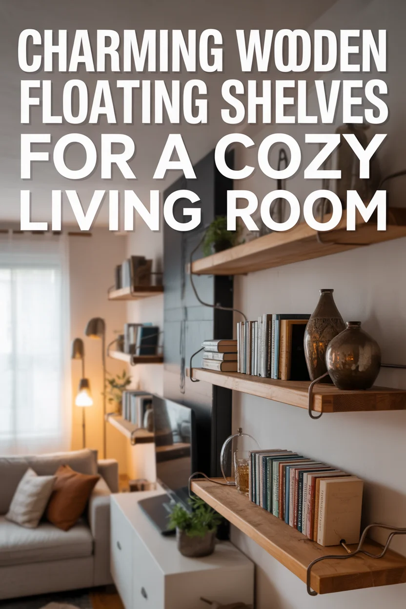 Wooden Floating Shelves - Living Room