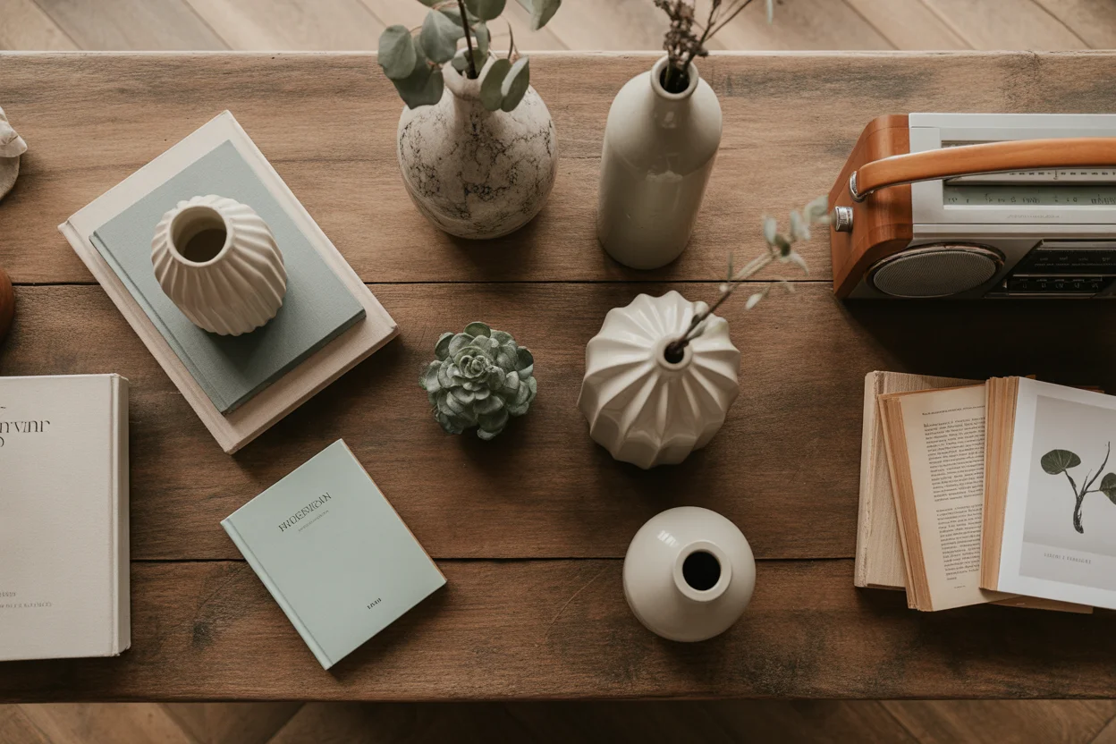 Charming Wooden Floating Shelves for a Cozy Living Room