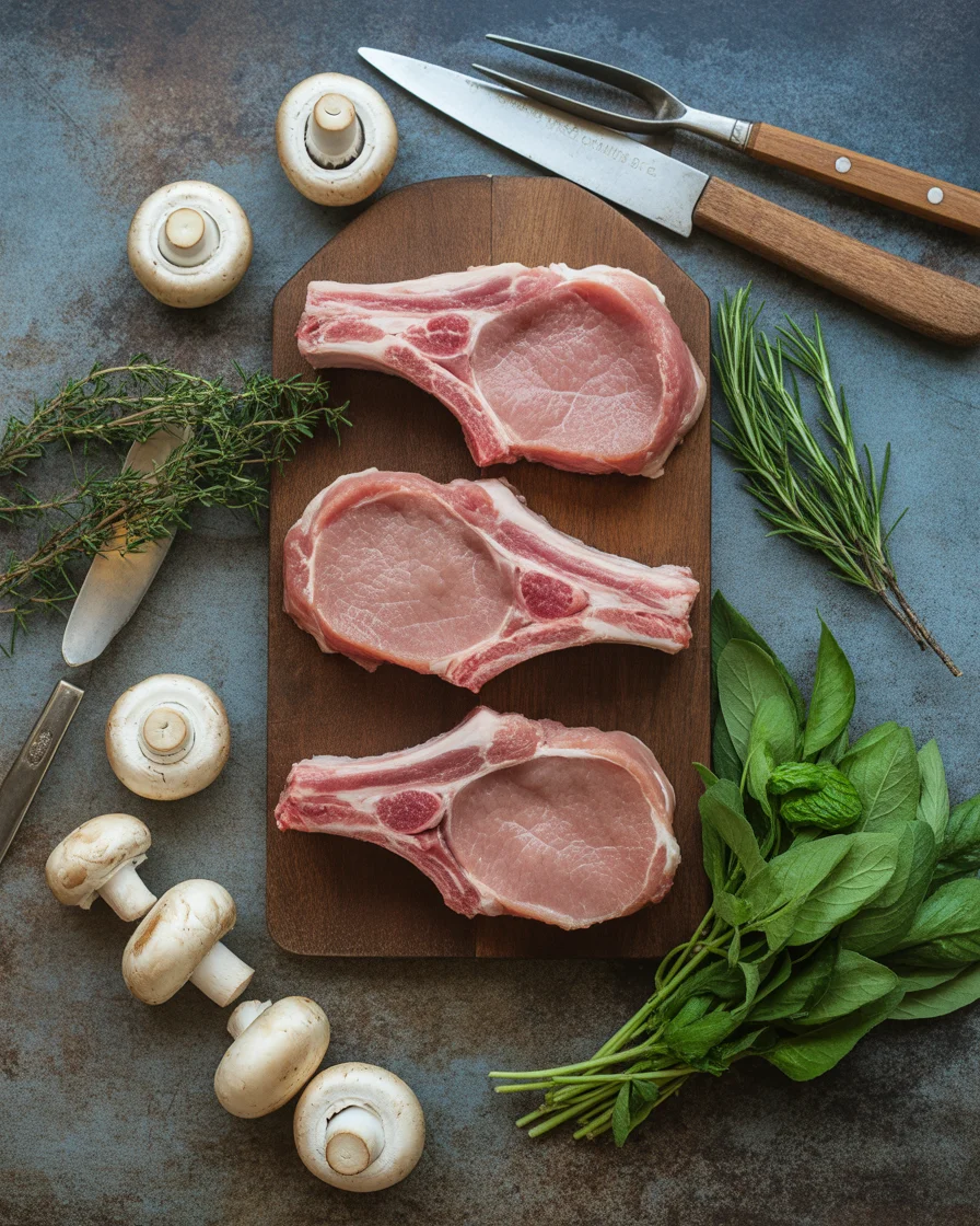 Pork Chops with Miso Mushrooms