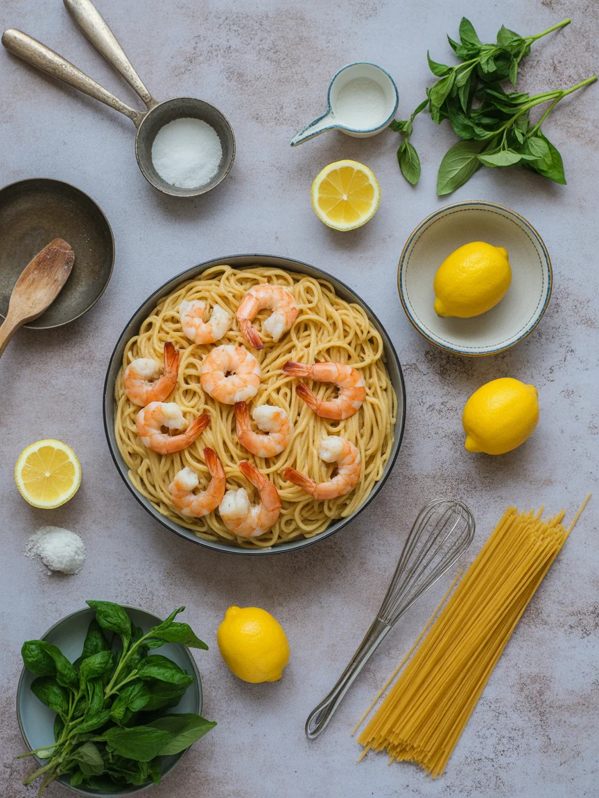 Creamy Lemon Pepper Shrimp Spaghetti