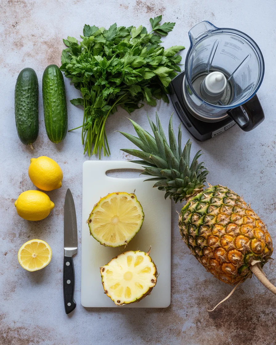 Cucumber, Parsley, Pineapple and Lemon Smoothie