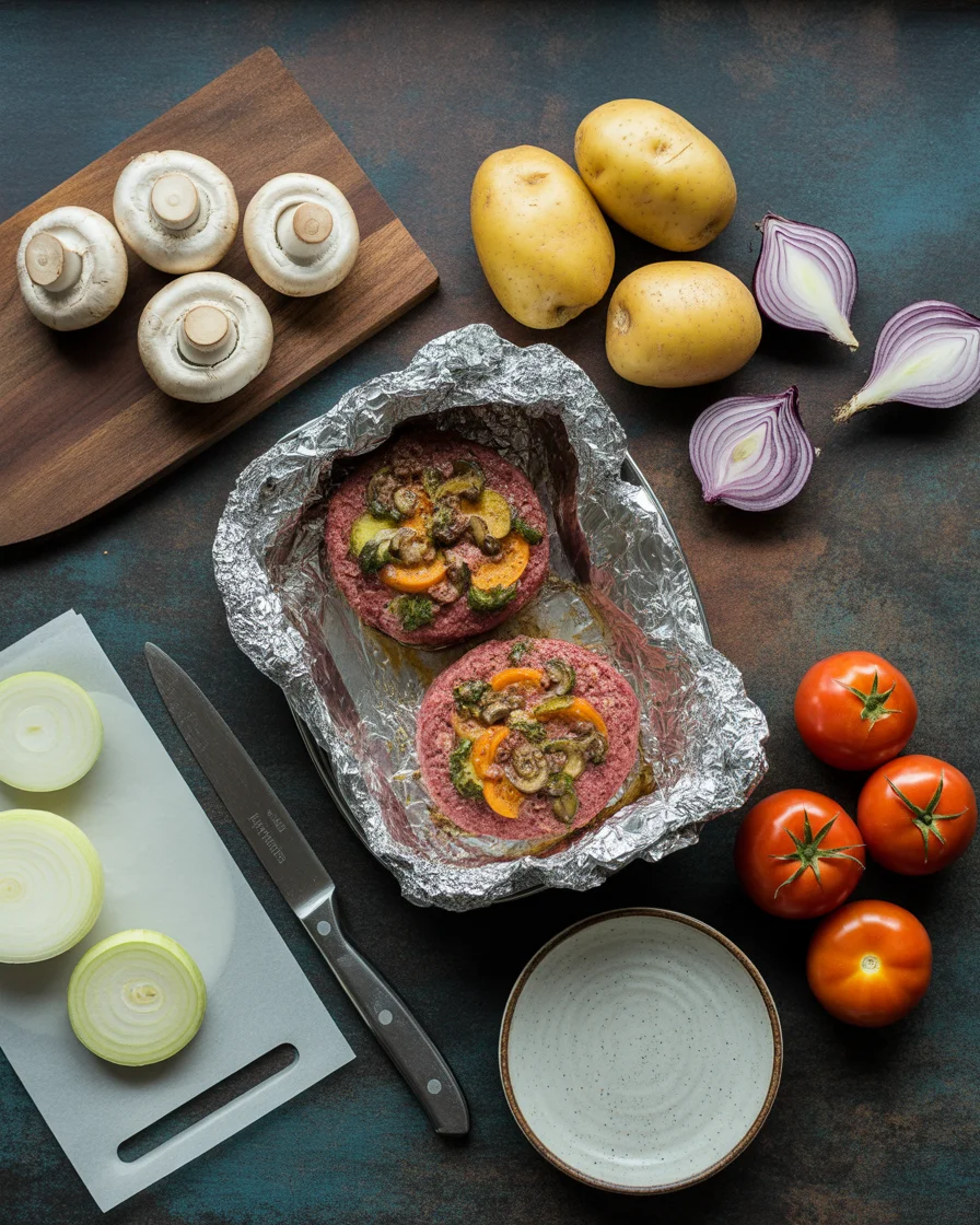mushroom and swiss burger foil packets